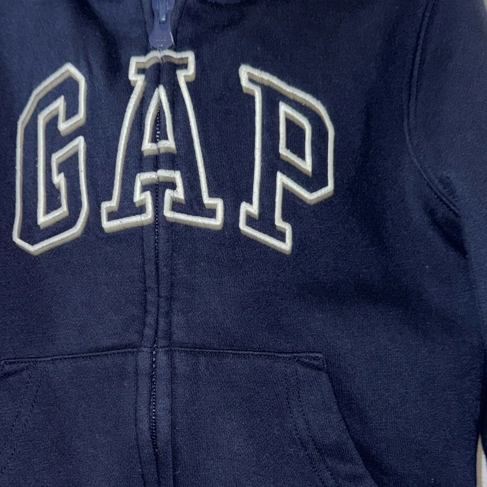 GAP Boys Navy Blue Logo Full Zip Fleece Hoodie Size 5